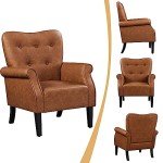 Modern Retro Brown PU Leather Tub Chair