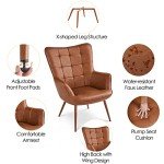 Set of 2 Modern Faux Leather Accent Chairs