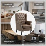Brown Wingback Armchair - Tufted Leather Accent Chair