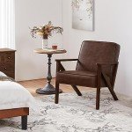 Yaheetech Modern Dark Brown Leather Tub Chair