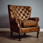 Genuine Leather High Back Wing Accent Chair