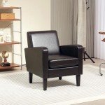 Modern Brown Accent Chair with Wood Legs