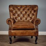 Genuine Leather High Back Wing Accent Chair