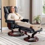 Blisswood Ergonomic Swivel Recliner Chair with Footstool