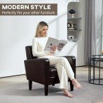Modern Brown Accent Chair with Wood Legs