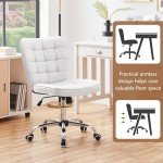 White Armless Mid-Back Office Chair with Wheels