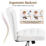 White Armless Mid-Back Office Chair with Wheels