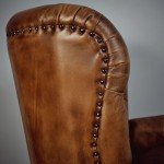Genuine Leather High Back Wing Accent Chair