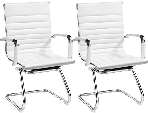 Yaheetech Ergonomic Faux Leather Reception Chairs, White