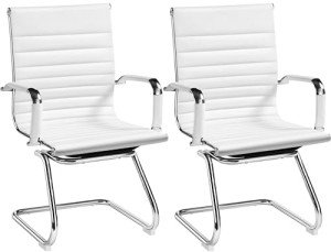 Yaheetech Ergonomic Faux Leather Reception Chairs, White