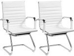 Yaheetech Ergonomic Faux Leather Reception Chairs, White