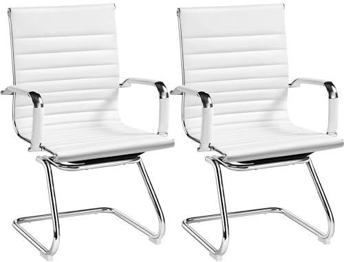 Yaheetech Ergonomic Faux Leather Reception Chairs, White