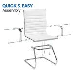 Yaheetech Ergonomic Faux Leather Reception Chairs, White