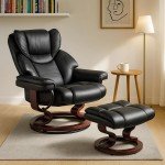Blisswood Ergonomic Swivel Recliner Chair with Footstool