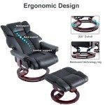 Blisswood Ergonomic Swivel Recliner Chair with Footstool