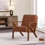 Light Brown PU Leather Modern Tub Armchair