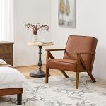 Light Brown PU Leather Modern Tub Armchair