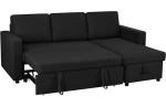 L-Shaped Convertible Sofa Bed with Storage, Black