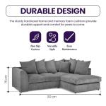 Jumbo Cord Right Corner L-Shaped Sofa - Grey