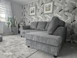 Jumbo Cord Right Corner L-Shaped Sofa - Grey