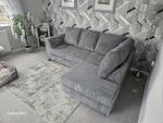 Jumbo Cord Right Corner L-Shaped Sofa - Grey