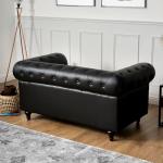 Bravich Black Leather Chesterfield 2-Seater Sofa