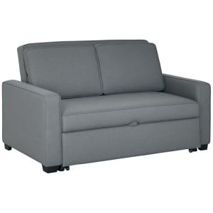 Grey 2-Seater Convertible Sofa Bed with Wood Legs