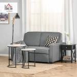 Grey 2-Seater Convertible Sofa Bed with Wood Legs