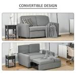 Grey 2-Seater Convertible Sofa Bed with Wood Legs