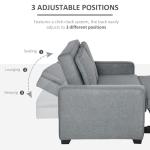 Grey 2-Seater Convertible Sofa Bed with Wood Legs