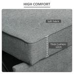 Grey 2-Seater Convertible Sofa Bed with Wood Legs