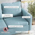 Modern Blue 2-Seater Sofa with Pockets