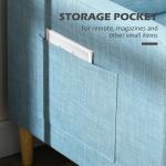 Modern Blue 2-Seater Sofa with Pockets