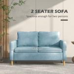 Modern Blue 2-Seater Sofa with Pockets