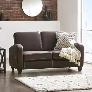 Julian Bowen Brown Faux Leather 2 Seater Sofa