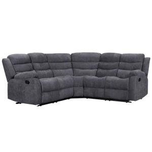 Madrid Grey Fabric Recliner Sofa with Cupholders
