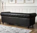 Bravich Black Leather Chesterfield 3-Seater Sofa