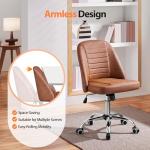 Brown Faux Leather Armless Swivel Office Chair