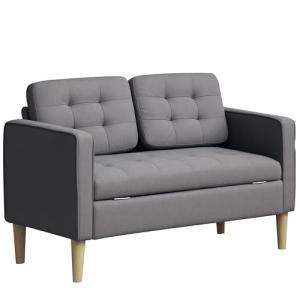 Modern 2-Seater Sofa with Hidden Storage – Grey