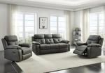 Dark Grey Leather Reclining 3-Seater Sofa Set
