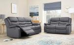 Roma Leather Recliner Sofa with Cupholders - Grey