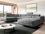 Grey U-Shaped Sofa Bed with Storage