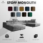 Grey U-Shaped Sofa Bed with Storage