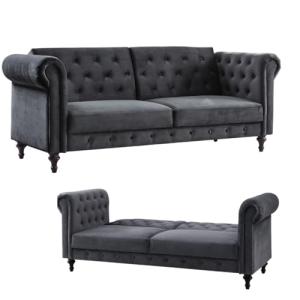 Vintage Velvet Chesterfield Three Seater Sofa Bed