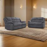 Madrid Grey Fabric Recliner Sofa with Cupholders
