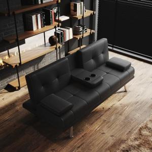 Elegant 3-Seater Sofa Bed with Cup Holders