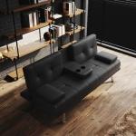 Elegant 3-Seater Sofa Bed with Cup Holders