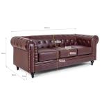Brown Faux Leather Chesterfield Sofa – 3 Seater