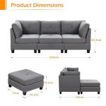 Stylish Grey 3-Seater Corner Sofa Bed with Footstool