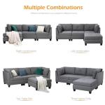 Stylish Grey 3-Seater Corner Sofa Bed with Footstool
